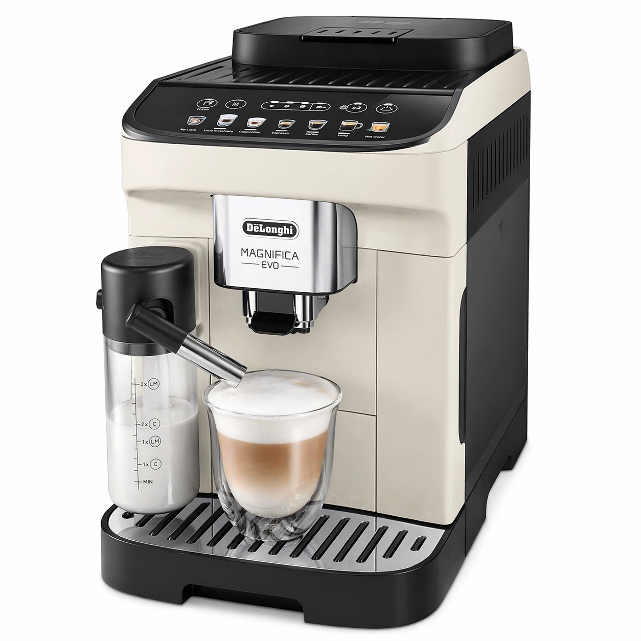 Automatischer Kaffeevollautomat mit Milchsystem, Touch Bedienfeld, 7 Getraenkeprogramme, Kompakt Design-avqora