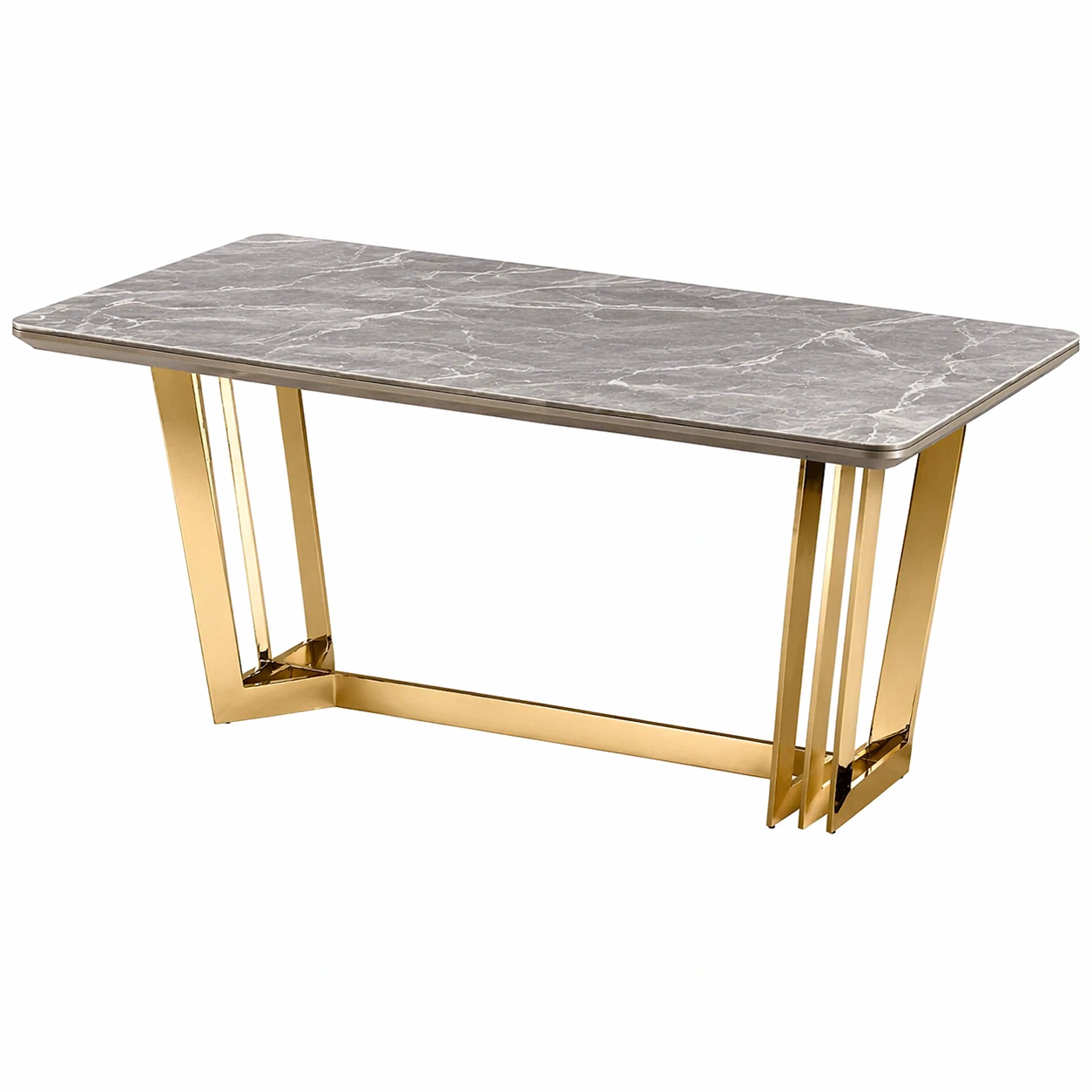 Moderner Esstisch oval mit Marmoroptik Tischplatte und Metallgestell, Designer Esstisch fuer Wohnzimmer und Esszimmer, Grossformat Tisch-avqora