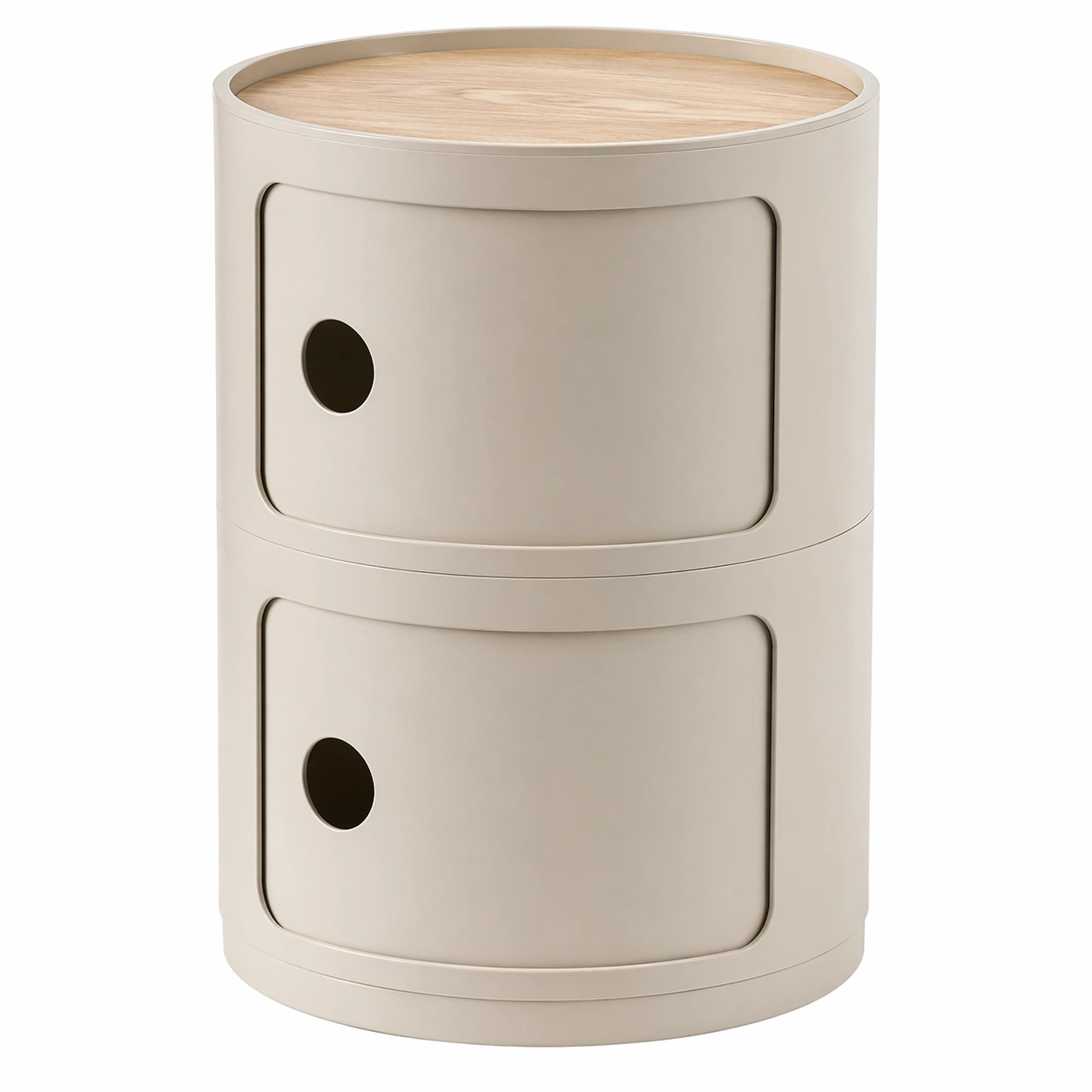 Runder Nachttisch 2 Ebenen mit Schiebetueren Modernes Design Kompakt Stapelbar Beistelltisch fuer Schlafzimmer Wohnzimmer Badezimmer-avqora