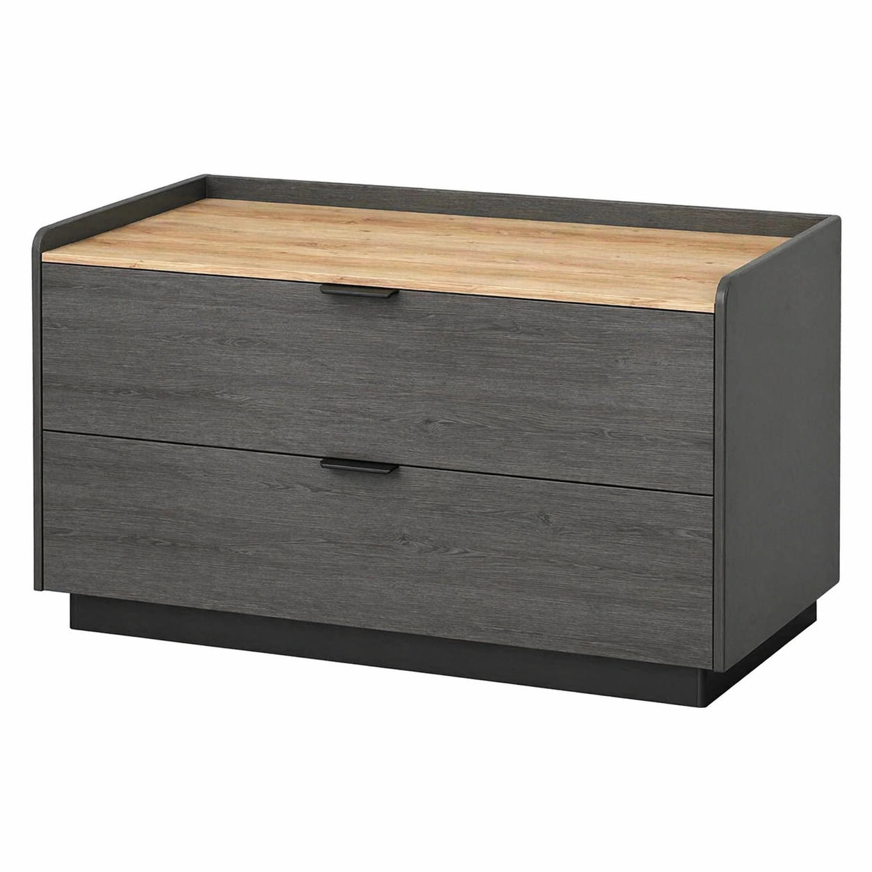 Moderner Nachttisch mit 2 Schubladen Holzoptik mit Steinplatte und Metallgriffen minimalistische Schlafzimmer Kommode 55 cm-avqora