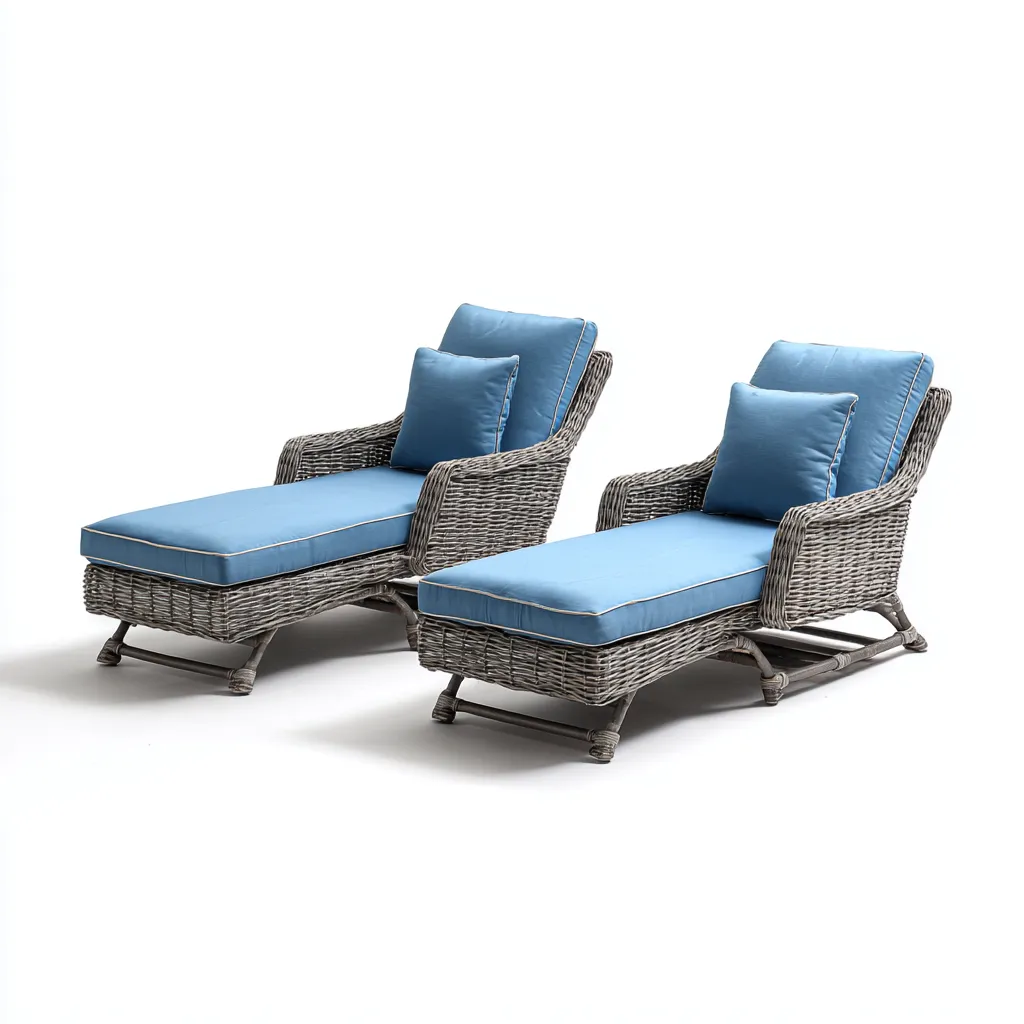 Lettino prendisole-rattan sintetico-alluminio-tessuto-190x75x40 cm-Grigio-Blu-stile moderno-Zimonracasa