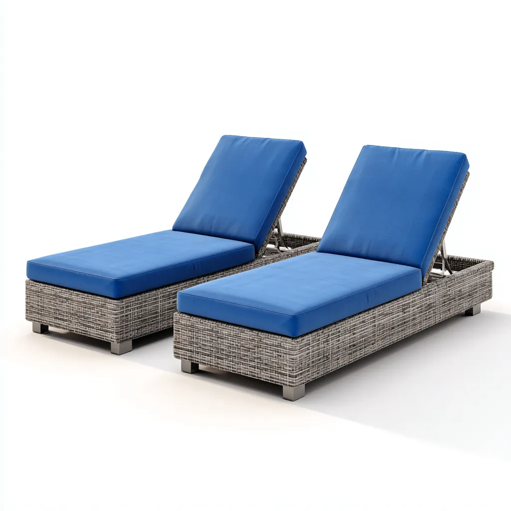 Lettino prendisole-rattan sintetico-alluminio-tessuto-195x70x38 cm-Grigio-Blu-stile moderno-Zimonracasa