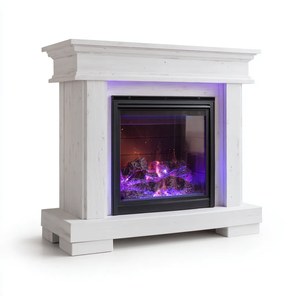 Camino - MDF-Vetro - 110x40x92 cm - bianco - stile rustico moderno-Zimonracasa