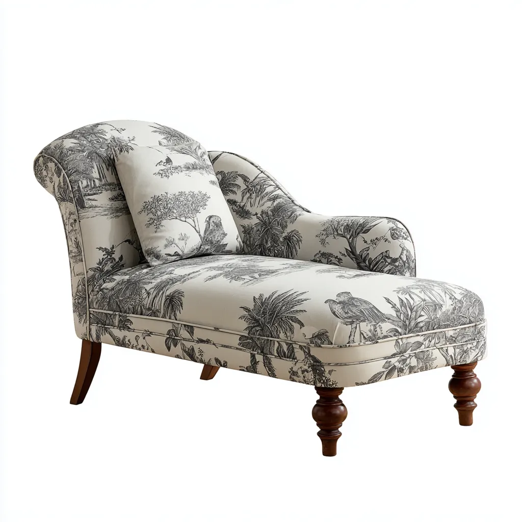 Chaise longue - Tessuto-Legno - 172x74x82 cm - bianco-grigio - stile classico elegante-Zimonracasa