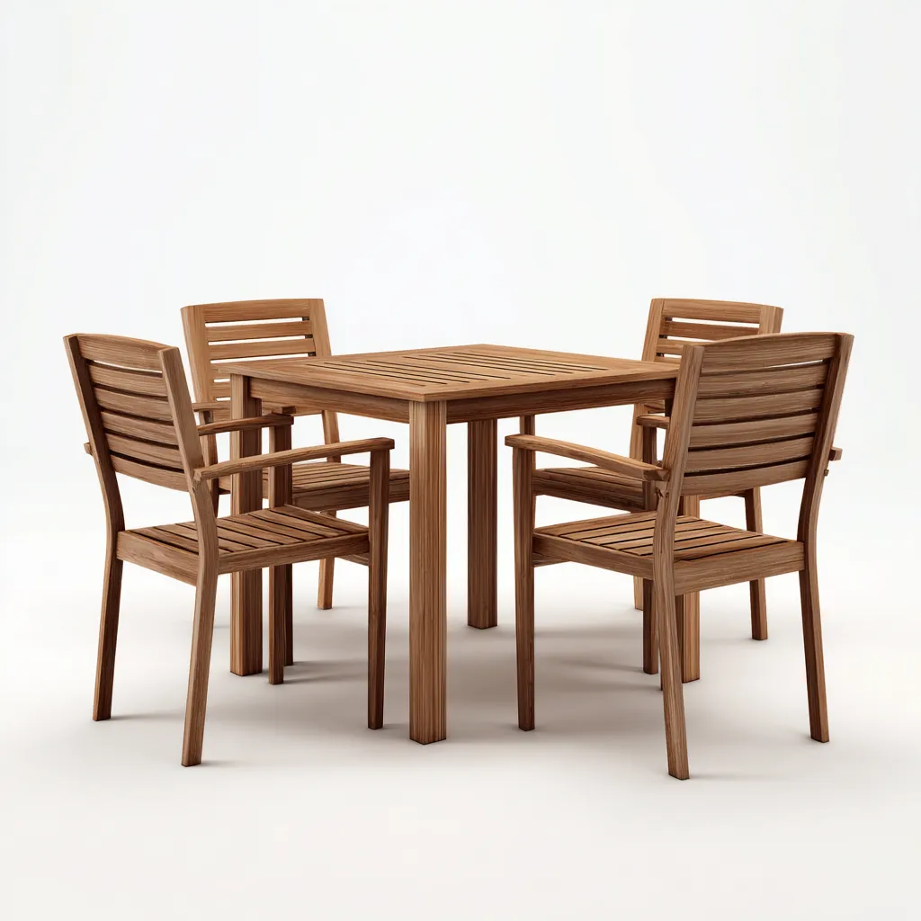 Set da pranzo da esterno-legno-120x120x75 cm-Naturale-stile moderno-Zimonracasa