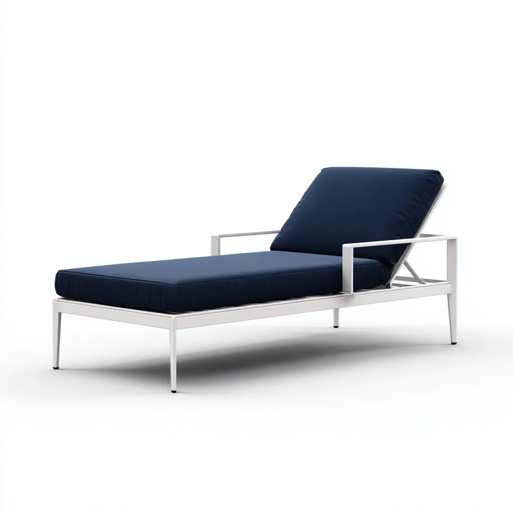 Lettino prendisole-alluminio-tessuto-200x70x38 cm-Bianco-Blu scuro-stile moderno-Zimonracasa