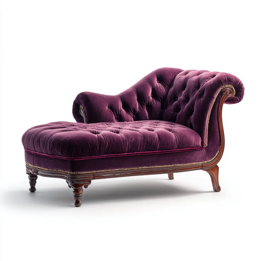 Chaise longue - Velluto-Legno - 180x80x85 cm - viola - stile classico lussuoso-Zimonracasa