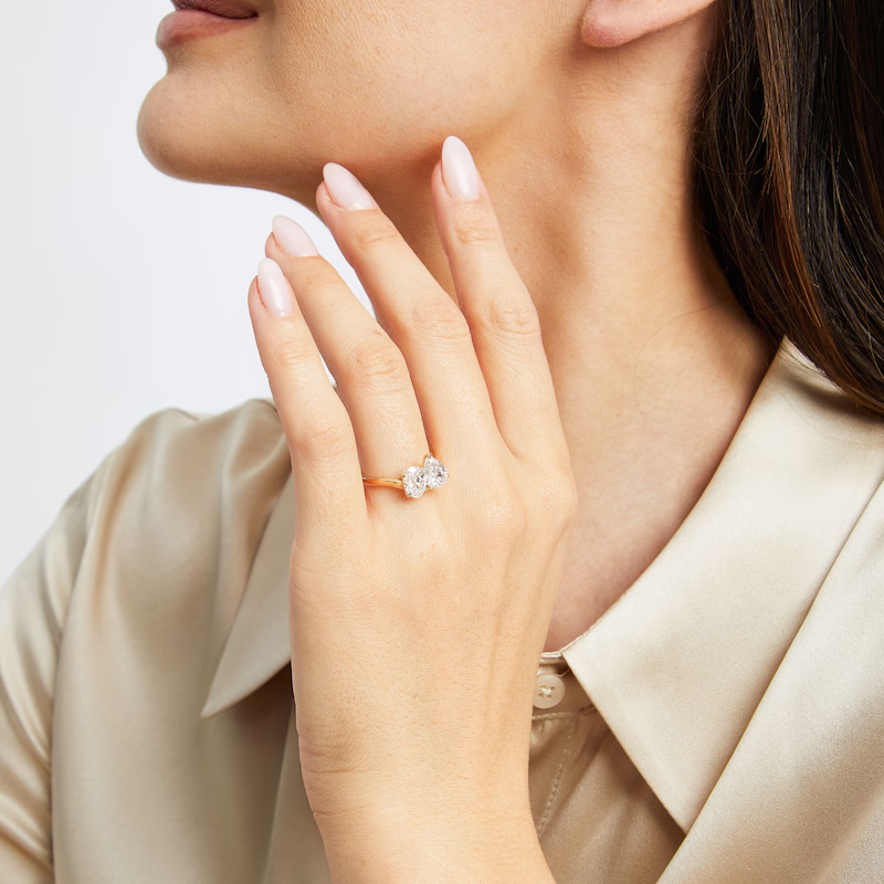 Toi et Moi Pear-Shaped & Oval-Cut Lab-Grown Diamond Engagement ring 2 ct tw in 14K Yellow Gold