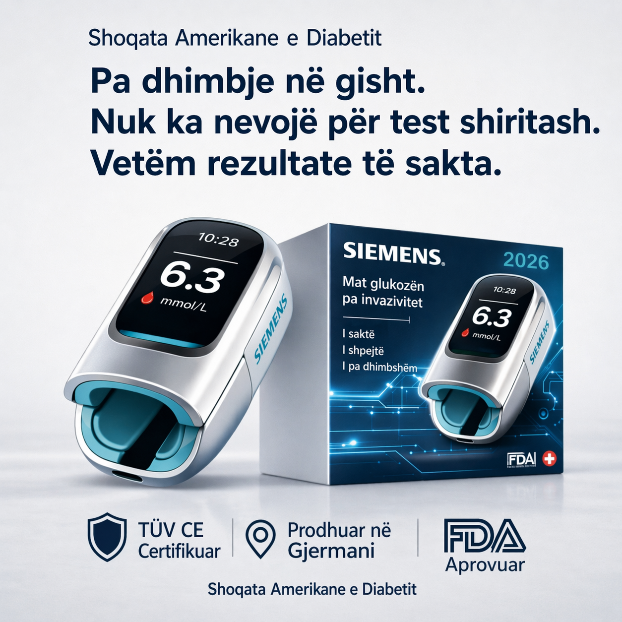 🔥 Thuajini lamtumirë gjilpërave dhe dhimbjes! | Siemens™ glukometër jo-invaziv — kontroll i lehtë dhe i saktë i glicemisë, kudo që të jeni 🔥