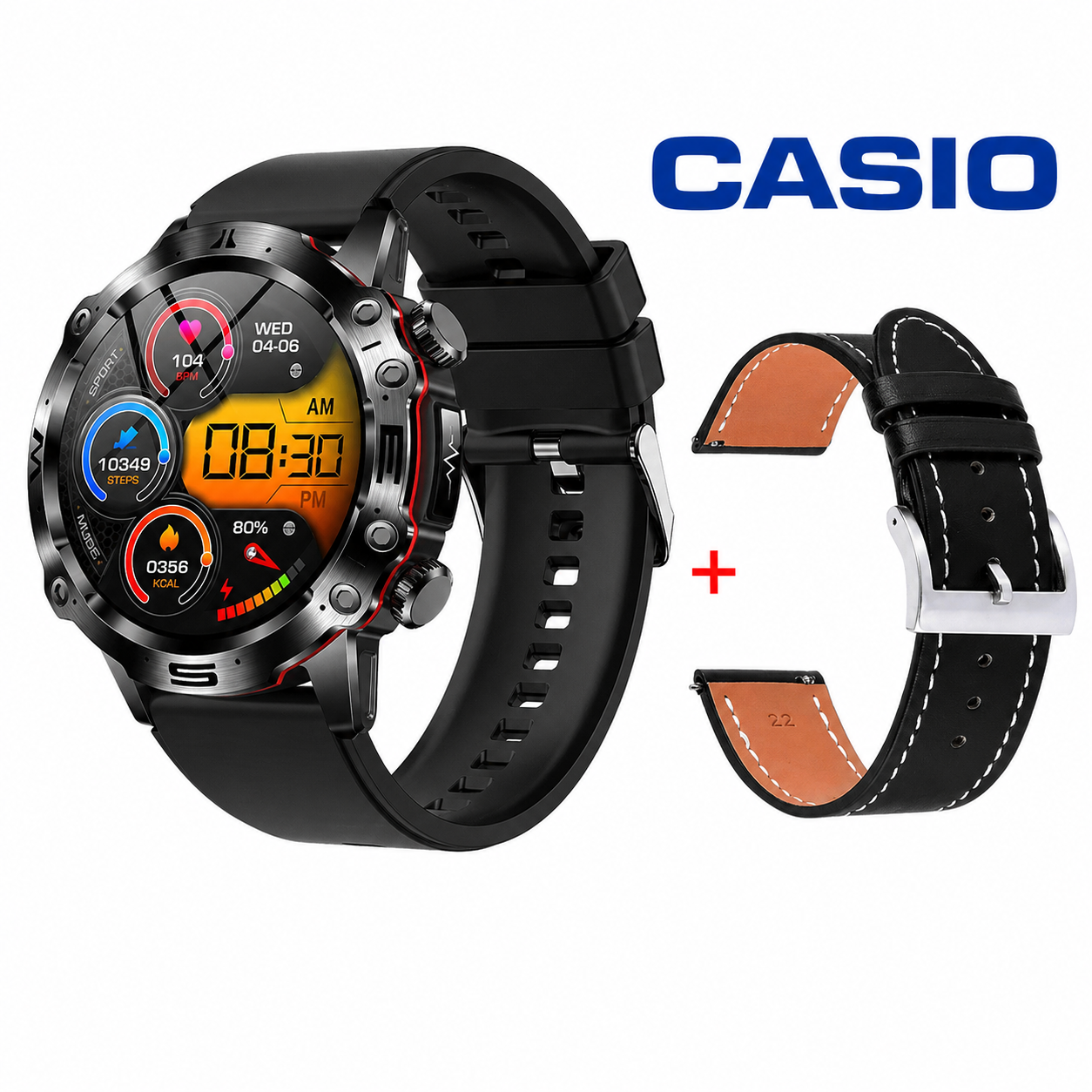 CASIO Orë Inteligjente me Diagnostikë Mjekësore AI – 2026 e Re: Lipidet e Gjakut, Acidi Urik, Niveli i Glukozës në Gjak – Monitorim Fitness me EKG + PPG