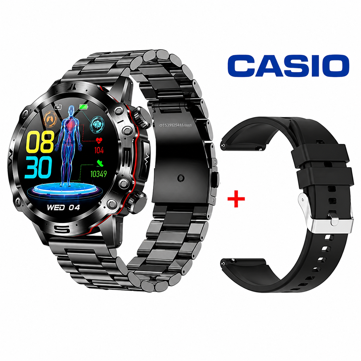 CASIO Orë Inteligjente me Diagnostikë Mjekësore AI – 2026 e Re: Lipidet e Gjakut, Acidi Urik, Niveli i Glukozës në Gjak – Monitorim Fitness me EKG + PPG