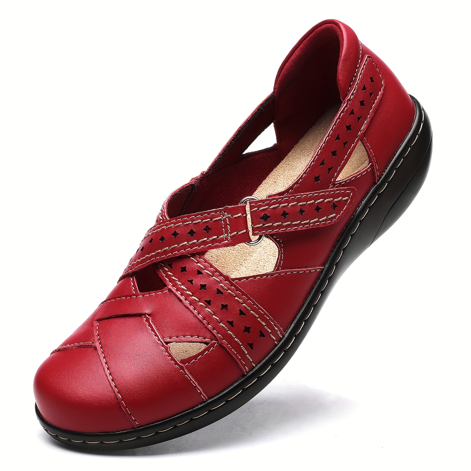 Comfort Mary Jane Walking Shoes – Soft Leather Slip-Ons for All-Day Support