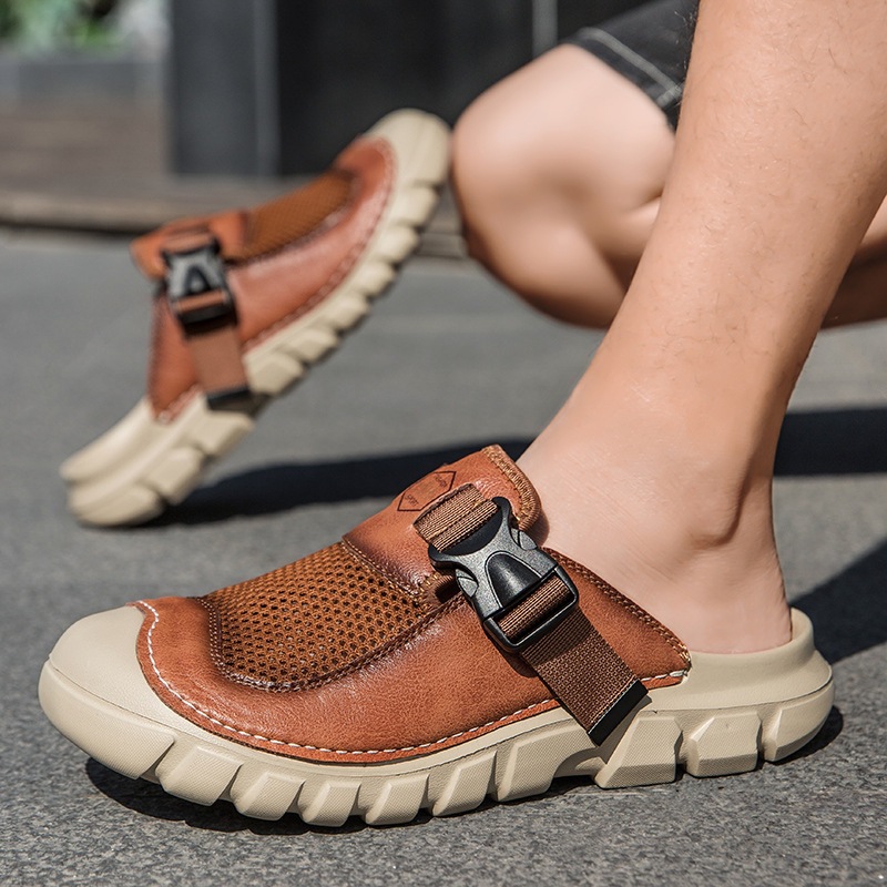 Men's Leather-Paneled Sandals
