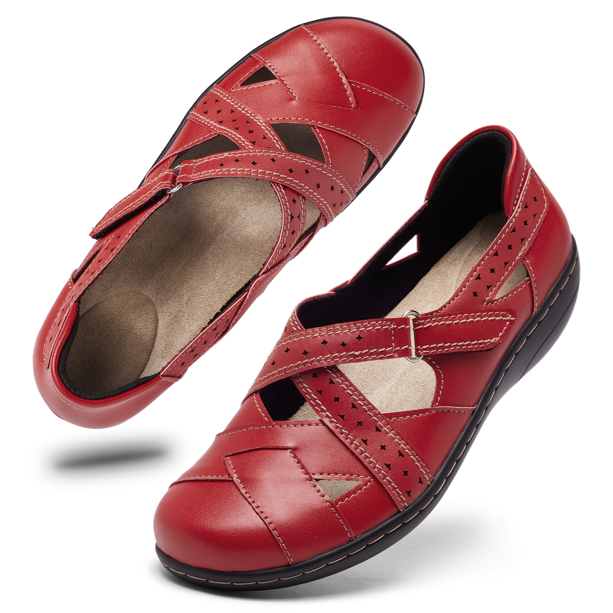 Comfort Mary Jane Walking Shoes – Soft Leather Slip-Ons for All-Day Support