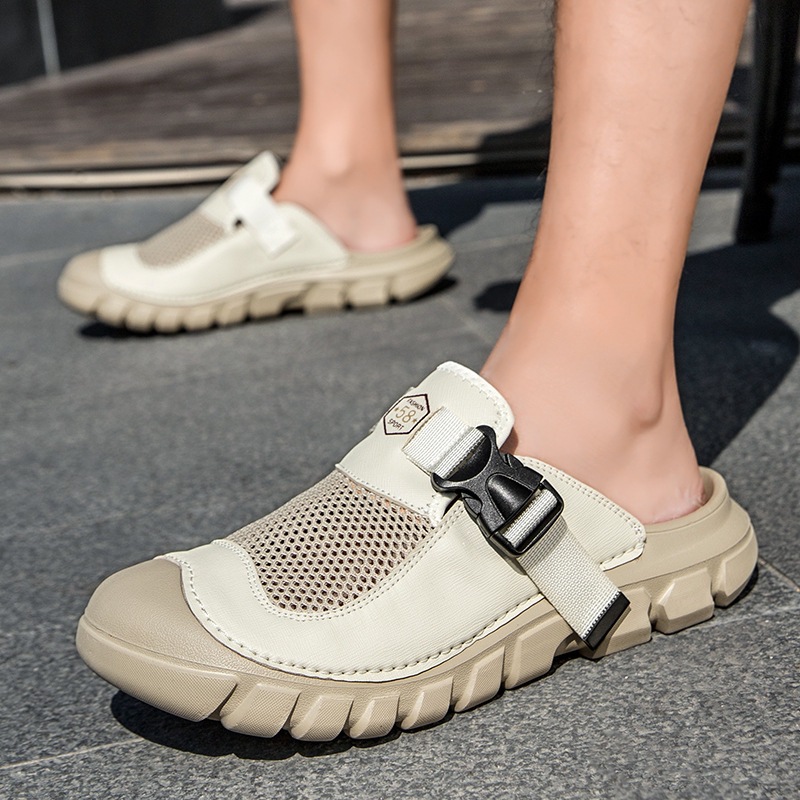 Men's Leather-Paneled Sandals