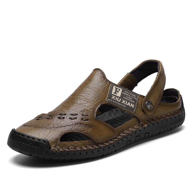 Large Size Soft Leather Men's Breathable Outdoor Sandals