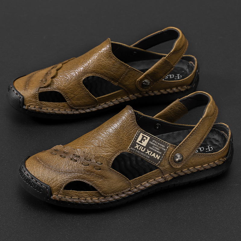 Large Size Soft Leather Men's Breathable Outdoor Sandals