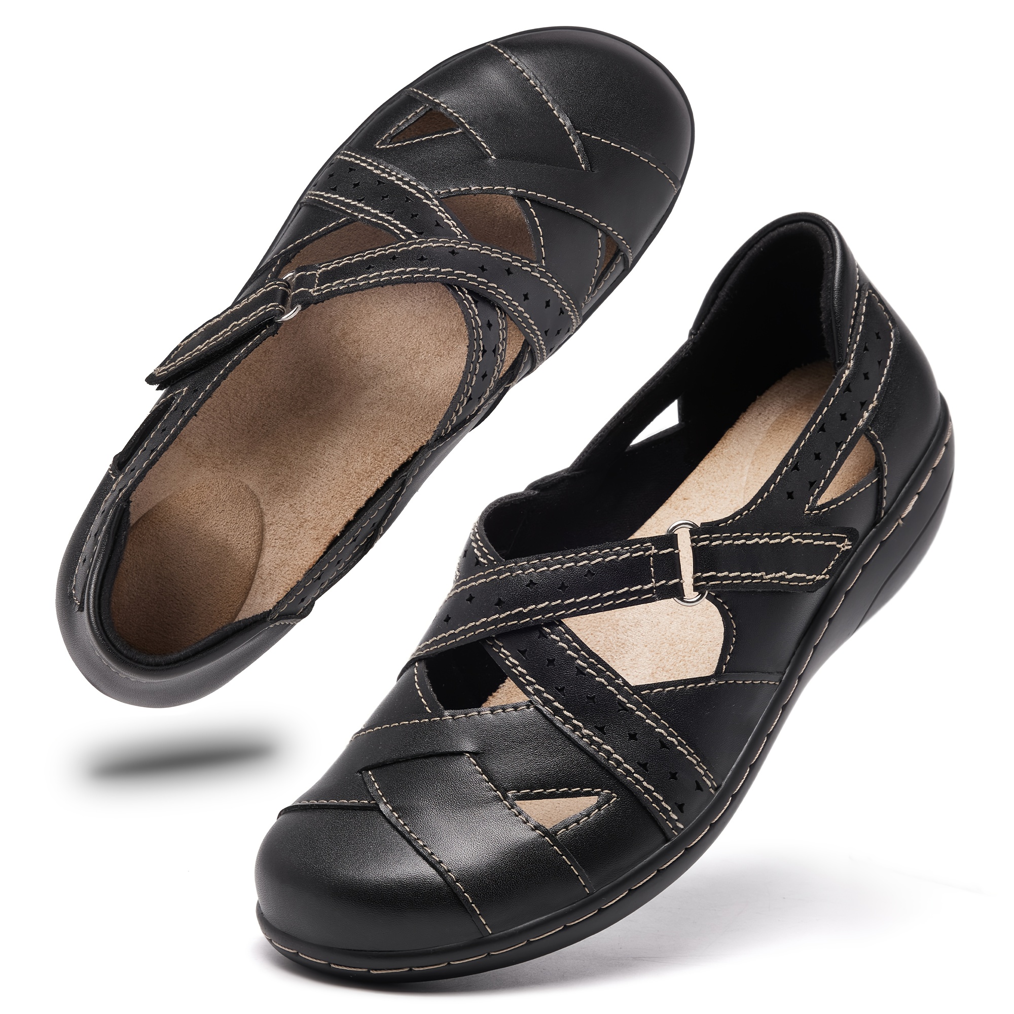 Comfort Mary Jane Walking Shoes – Soft Leather Slip-Ons for All-Day Support
