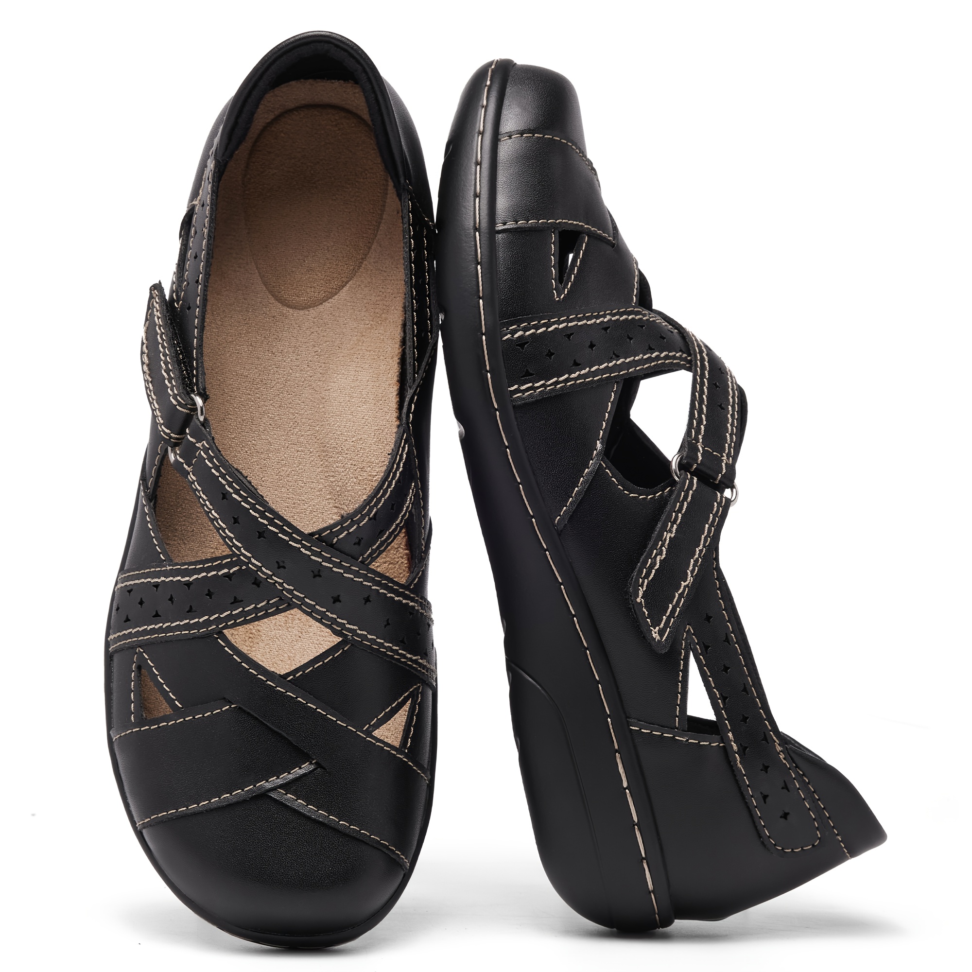 Comfort Mary Jane Walking Shoes – Soft Leather Slip-Ons for All-Day Support