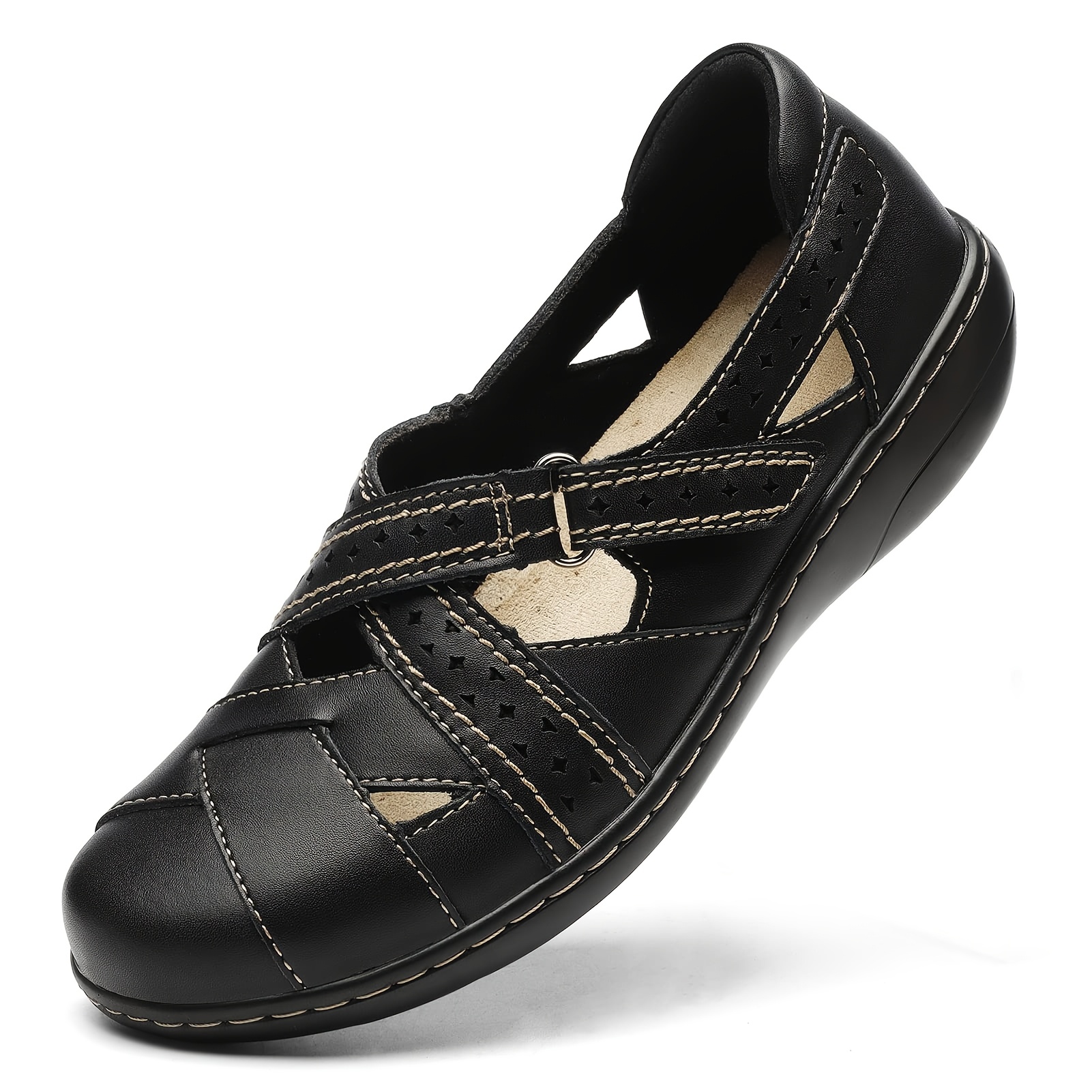 Comfort Mary Jane Walking Shoes – Soft Leather Slip-Ons for All-Day Support
