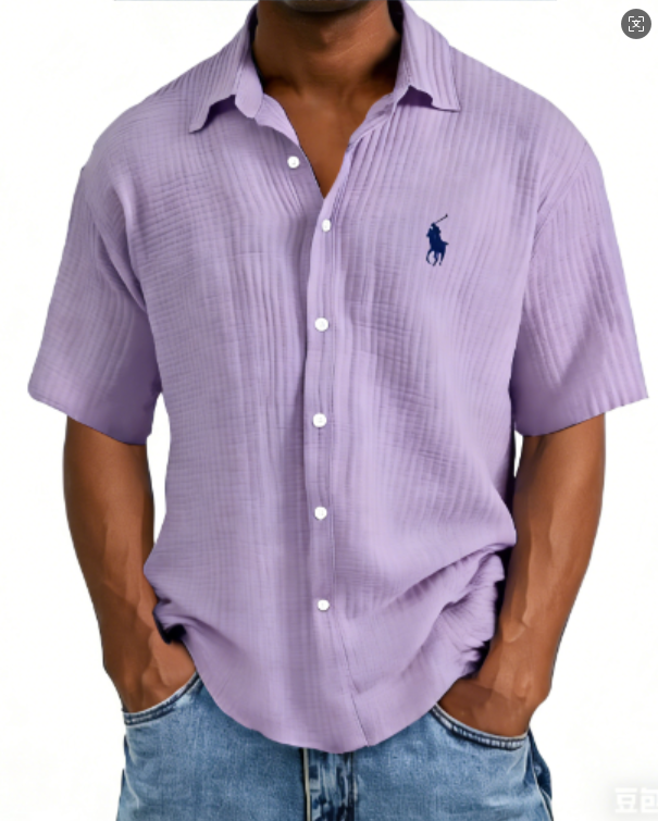Men's Embroidered Collared Shirt