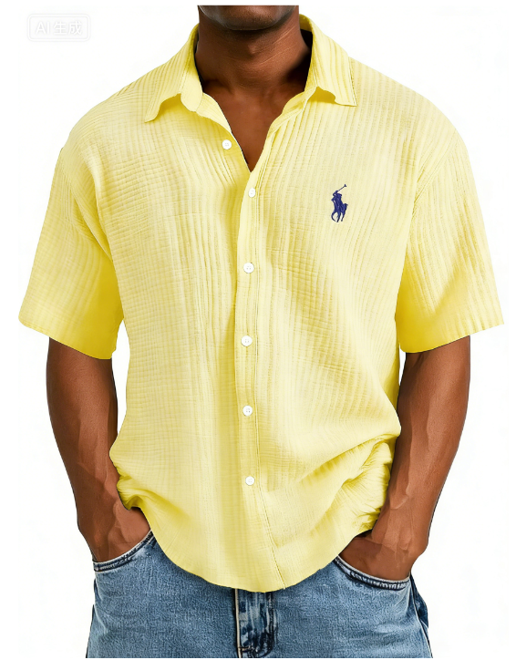Men's Embroidered Collared Shirt