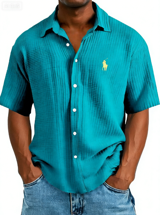 Men's Embroidered Collared Shirt