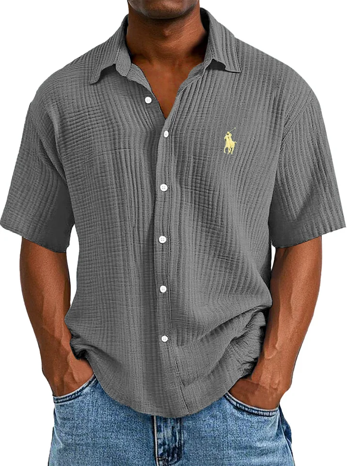 Men's Embroidered Collared Shirt