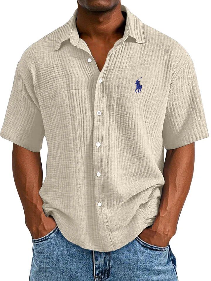 Men's Embroidered Collared Shirt