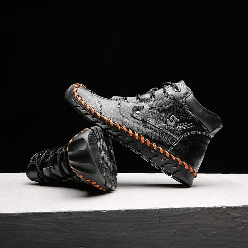 Stitched Hand-Sewn Embossed Cowhide Medical Shoes