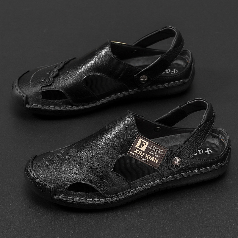 Large Size Soft Leather Men's Breathable Outdoor Sandals