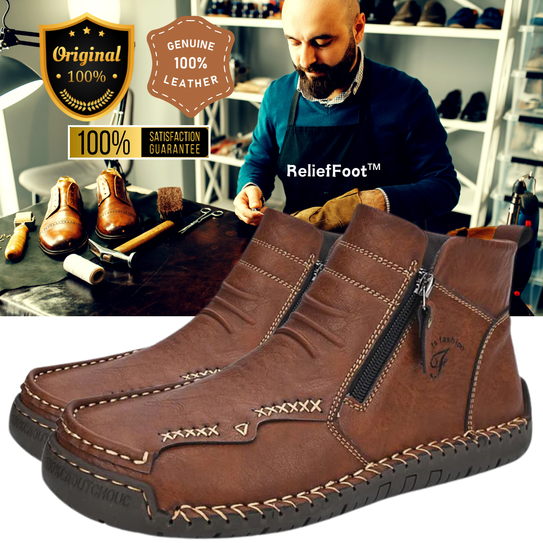 Men's Hand-sewn Cowhide Boots Comfortable Waterproof And Non-slip