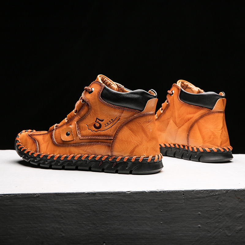 Stitched Hand-Sewn Embossed Cowhide Medical Shoes