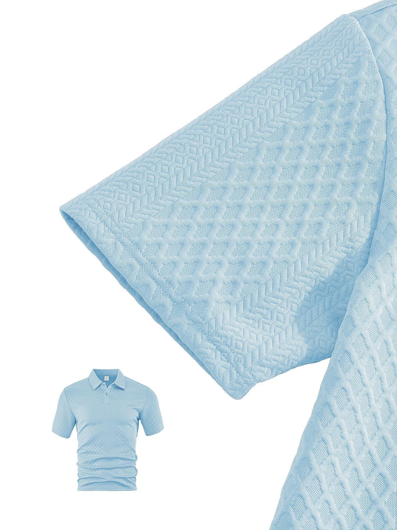 Men's Solid Polo Shirt & Drawstring Waist Shorts Set, Cozy Breathable Two-piece Outfits