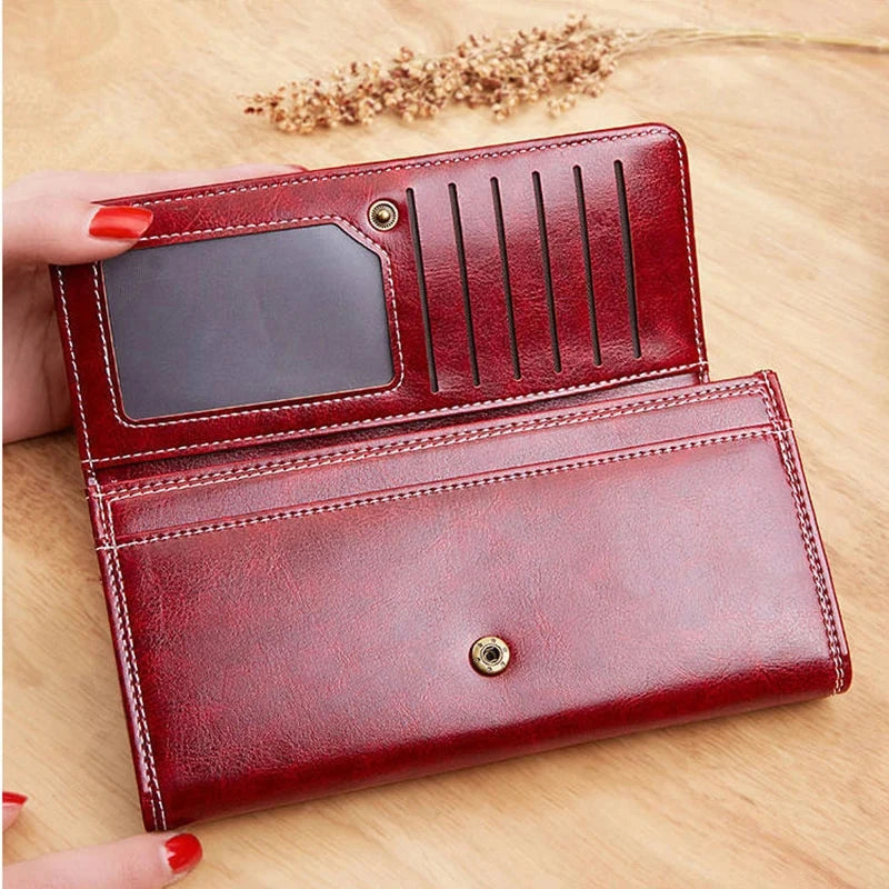 Women's Leather Wallet Woman Luxury Long Wallets Fashion Women Purses Money Bags 2022 Handbags Womens Purse Cards Holder Blue Wolf Store