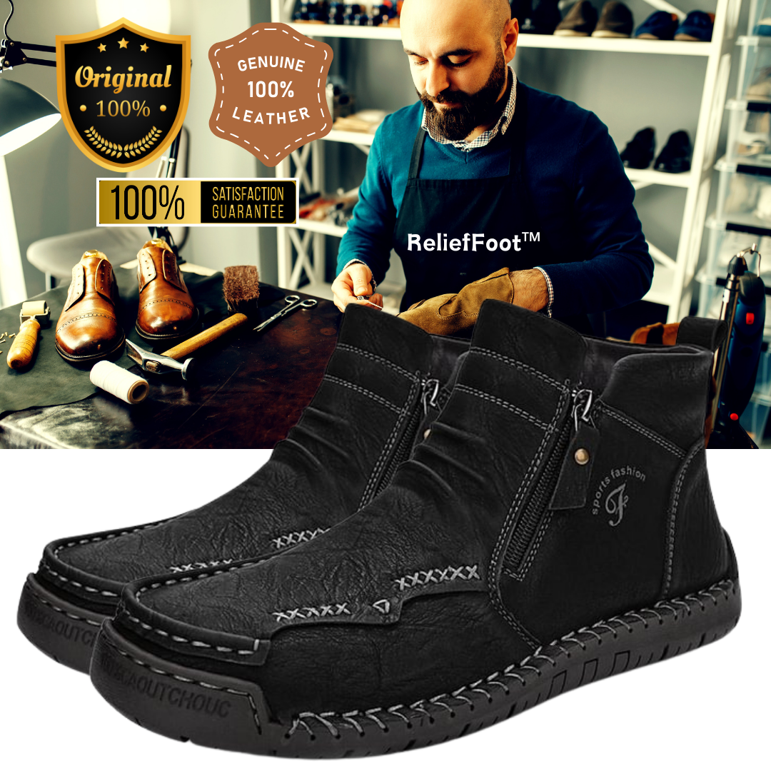 Men's Hand-sewn Cowhide Boots Comfortable Waterproof And Non-slip