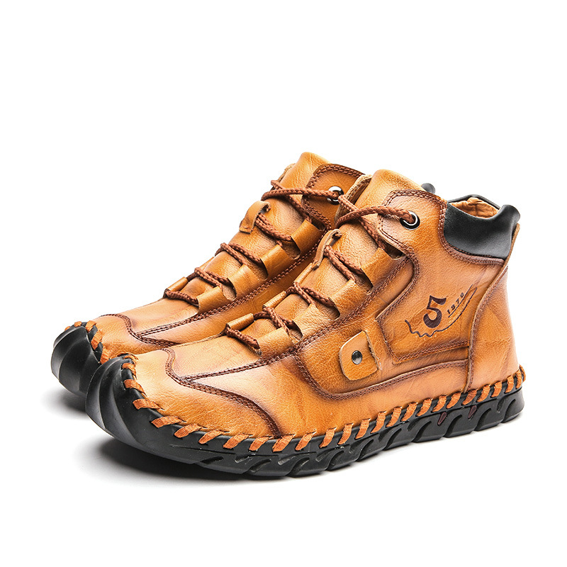 Stitched Hand-Sewn Embossed Cowhide Medical Shoes