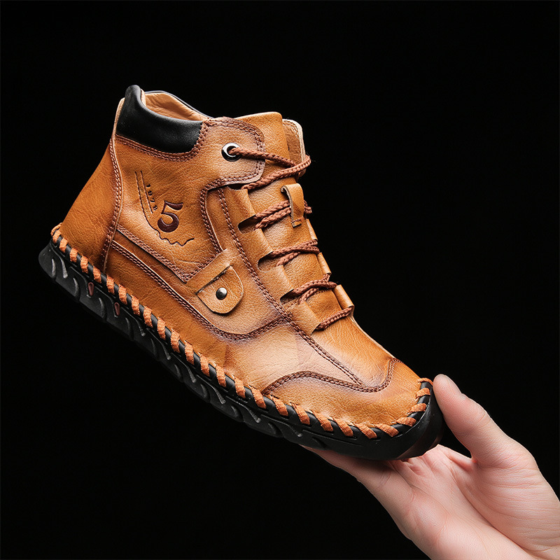 Stitched Hand-Sewn Embossed Cowhide Medical Shoes
