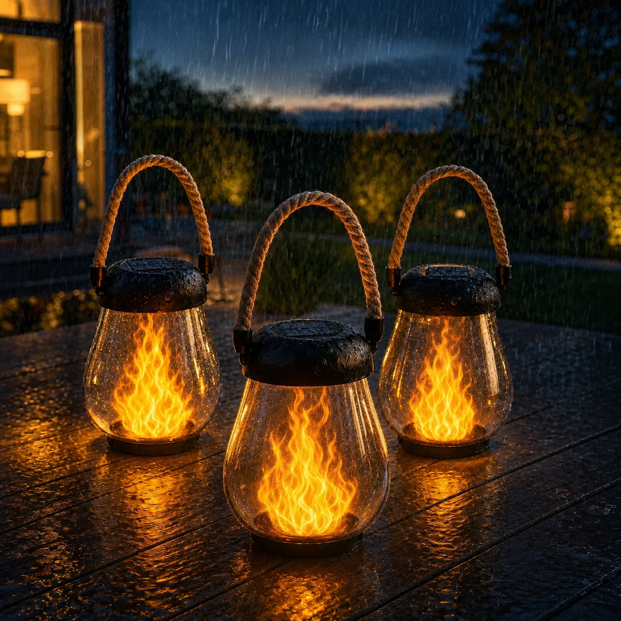 🔥 Last Day 49% OFF! Solar Flame Lanterns – No Wiring, Auto-On at Dusk!