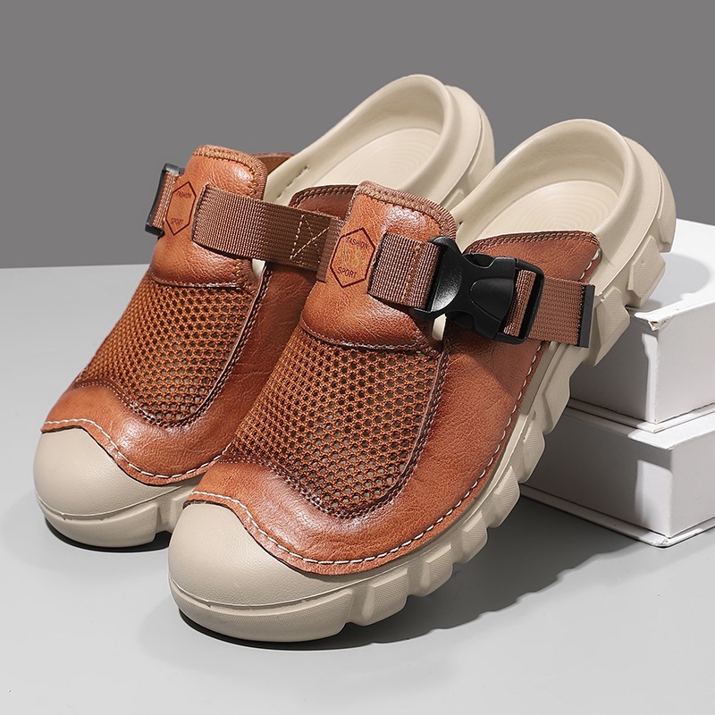Men's Leather-Paneled Sandals