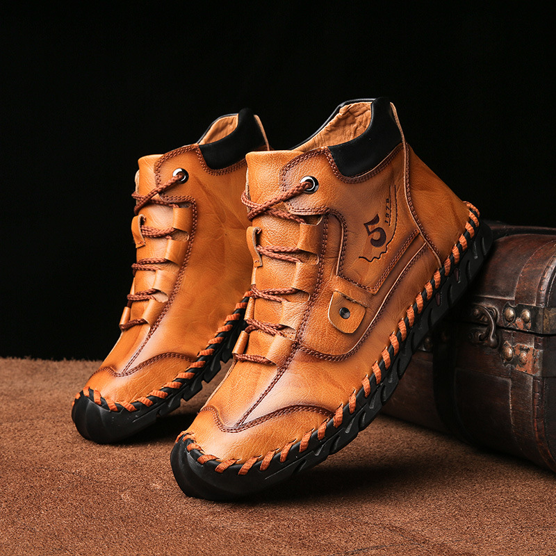 Stitched Hand-Sewn Embossed Cowhide Medical Shoes