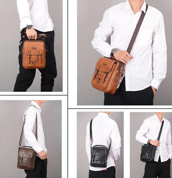 JEEP BULUO Multi-function Business Handbags Men New Man's Shoulder Bag Large Capacity Leather Messenger Bag Crossbody Big Brand Blue Wolf Store