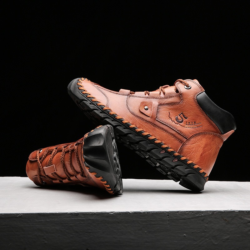 Stitched Hand-Sewn Embossed Cowhide Medical Shoes