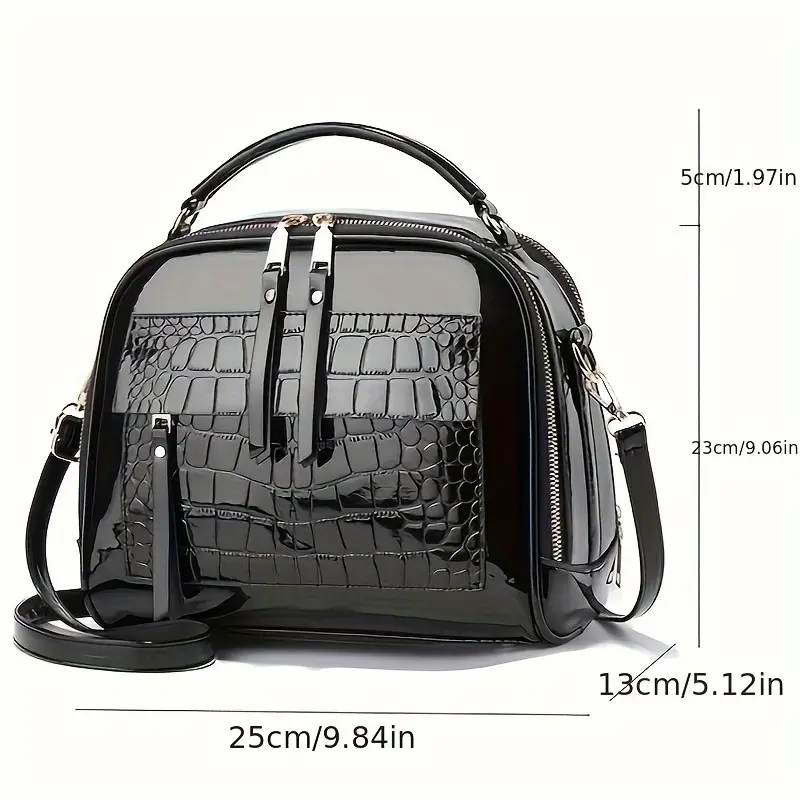 new patent leather multi layer single shoulder crossbody bag details 2
