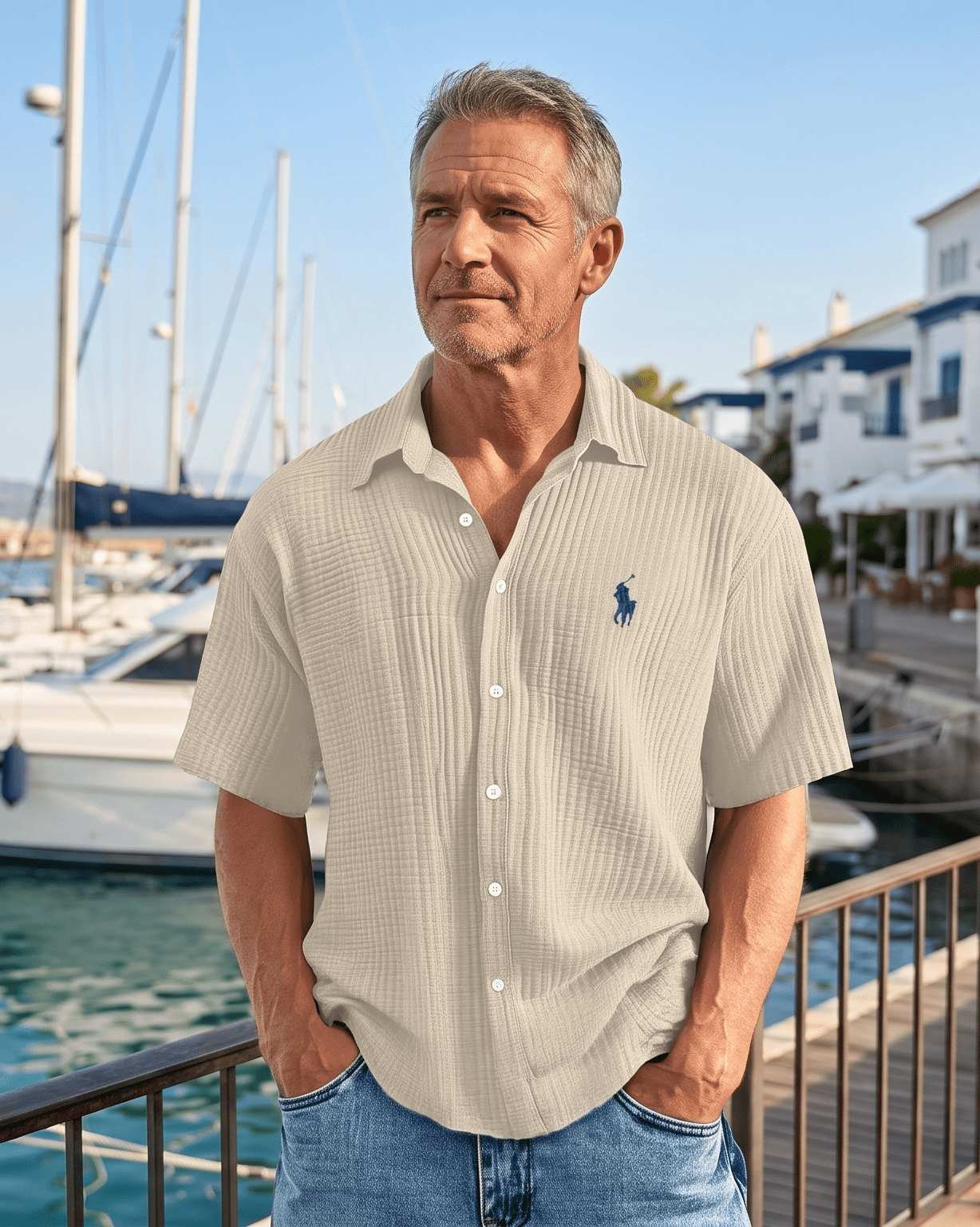Men's Embroidered Collared Shirt