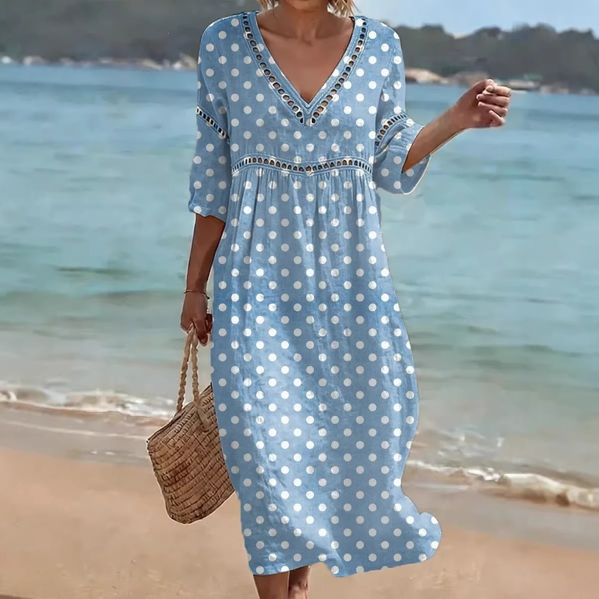 Women's Comfortable Cotton Linen Blend Printed Dress