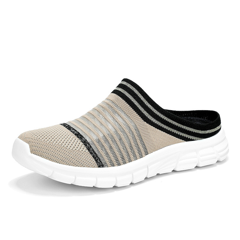 MEN'S COMFORTABLE THICK-SOLED FLYING WOVEN BREATHABLE HALF SLIPPERS