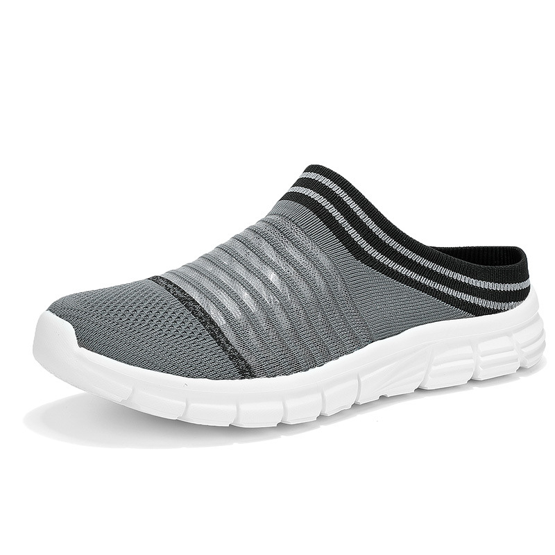MEN'S COMFORTABLE THICK-SOLED FLYING WOVEN BREATHABLE HALF SLIPPERS