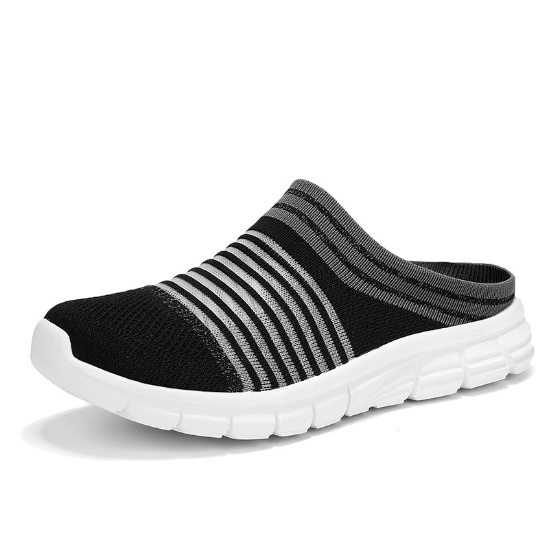MEN'S COMFORTABLE THICK-SOLED FLYING WOVEN BREATHABLE HALF SLIPPERS