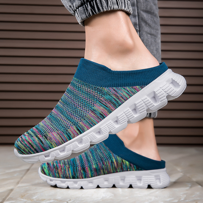 MEN'S SUMMER CASUAL FLYING WOVEN BREATHABLE HALF SLIPPERS